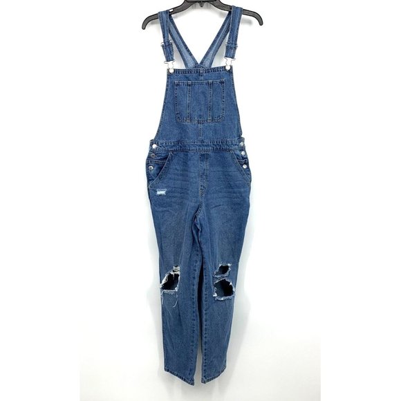 Arizona Jean Company Denim - Arizona Denim Overalls Blue Distressed Straight Leg Jeans